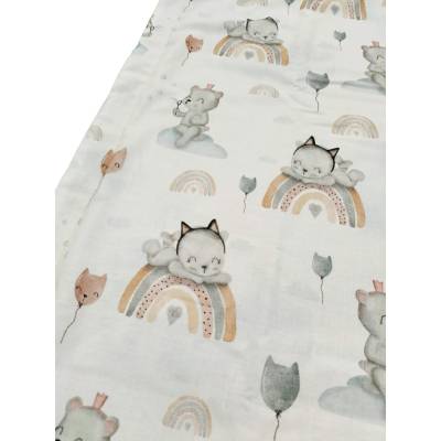 Neutral gemusterte Decke aus Frottee und Baumwolle - 