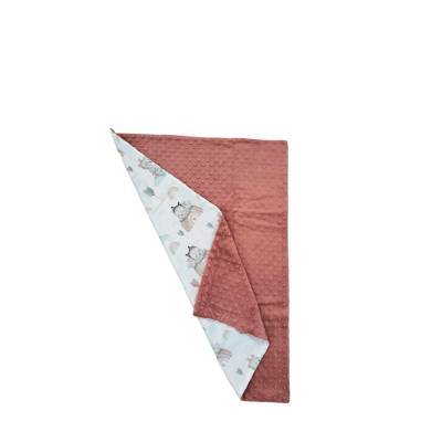 Manta Minky para bebé en algodón marsala y estampado neutro - 