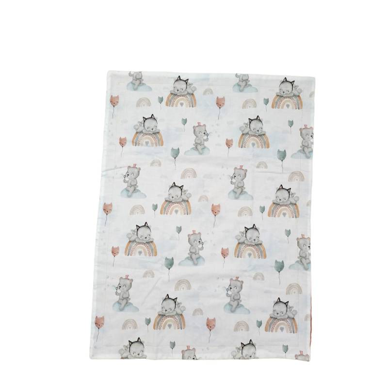 Manta Minky para bebé en algodón marsala y estampado neutro - 