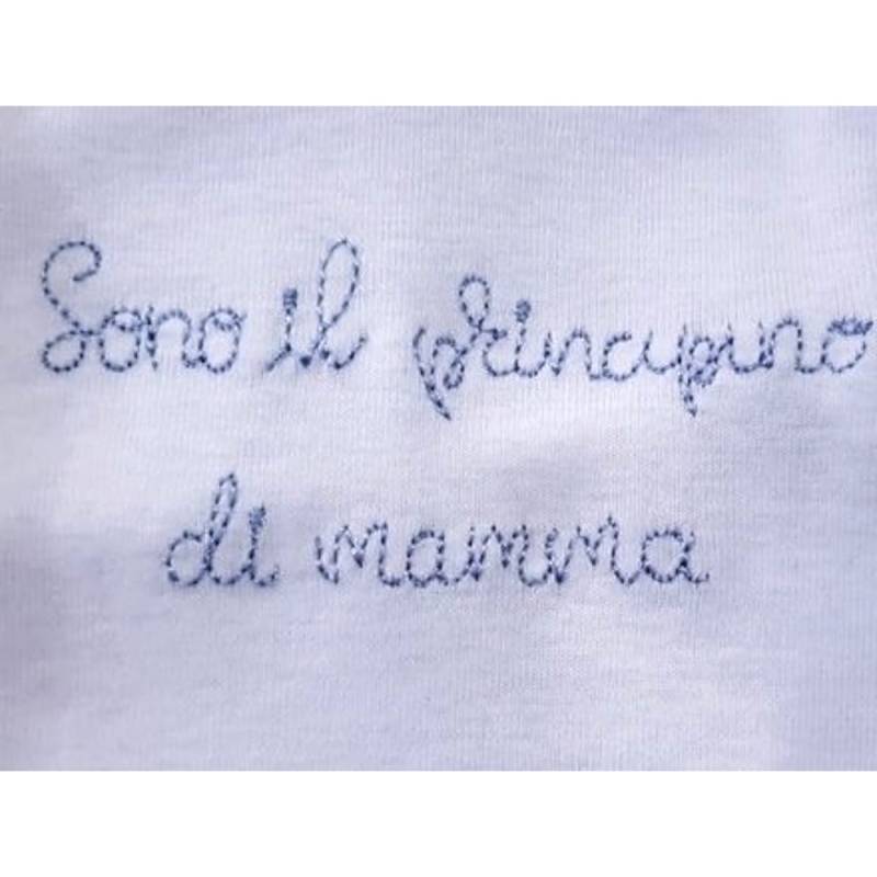Newborn baby bodysuit tripac in 100% cotton in white with light blue embroidery - 