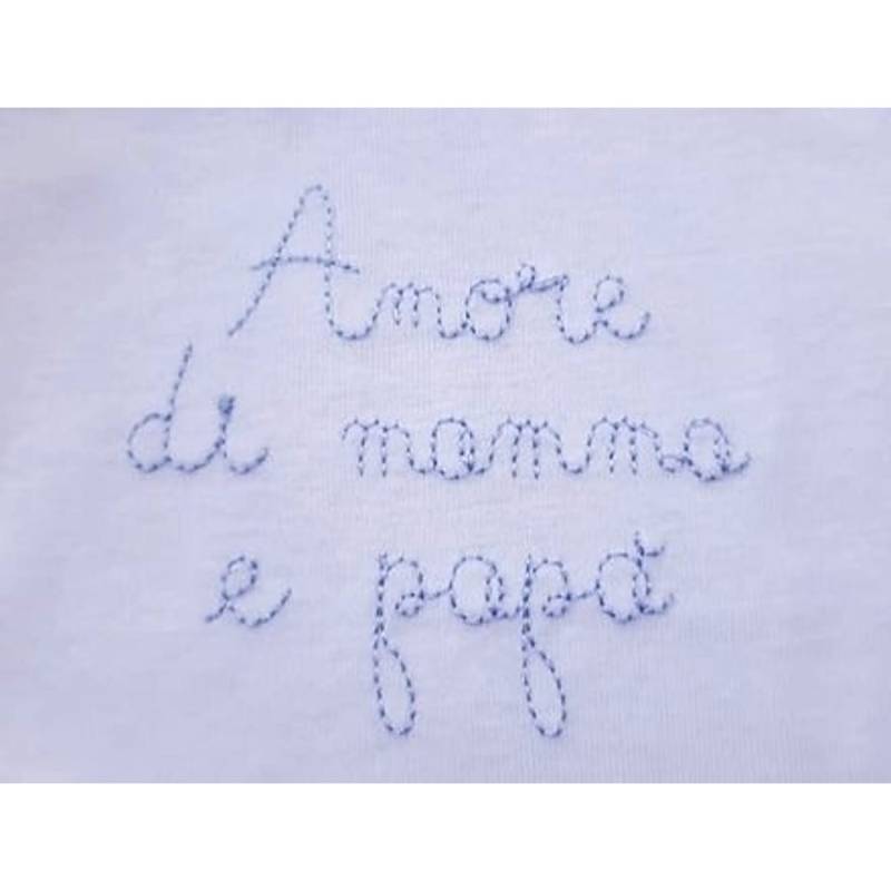 Body tripac nouveau-né en 100% coton blanc avec broderie bleu clair - 