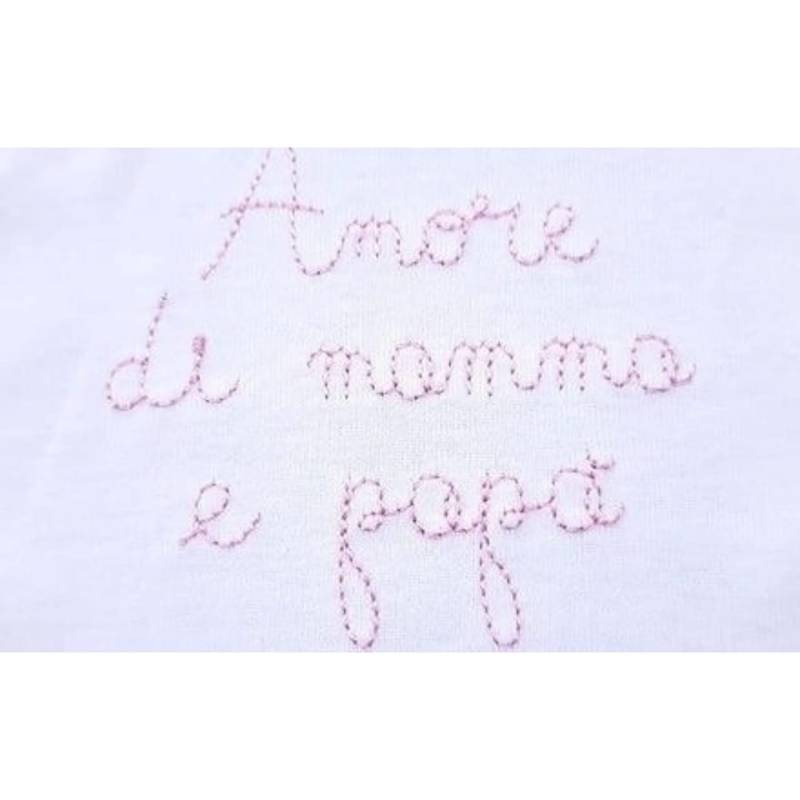 Body neonata tripac in cotne 100% bianchi ricamati rosa - 