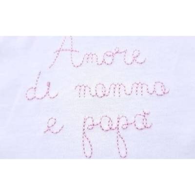 Body neonata tripac in cotne 100% bianchi ricamati rosa - 