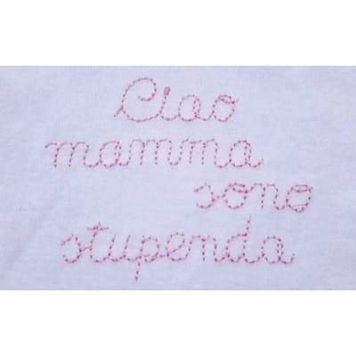 Babybody tripac aus 100% weißer Baumwolle mit rosa Stickerei - 