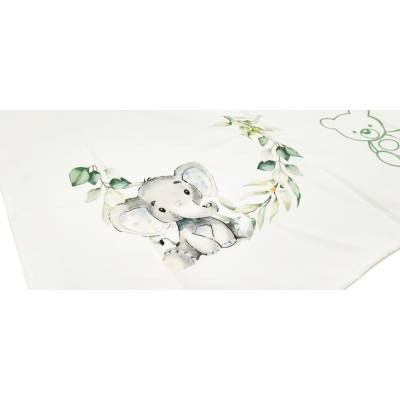 Couverture pour nouveau-né sur fond blanc avec des motifs gris et verts - 
