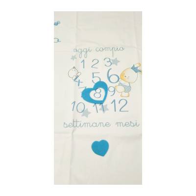 Manta blanca para recién nacido con dibujos azul claro - 
