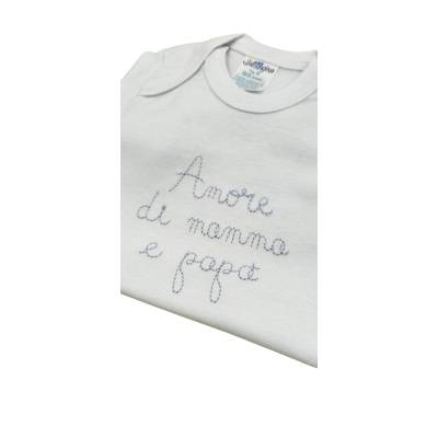 Body tripac nouveau-né en 100% coton blanc avec broderie bleu clair - 