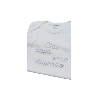 Body tripac nouveau-né en 100% coton blanc avec broderie bleu clair - 