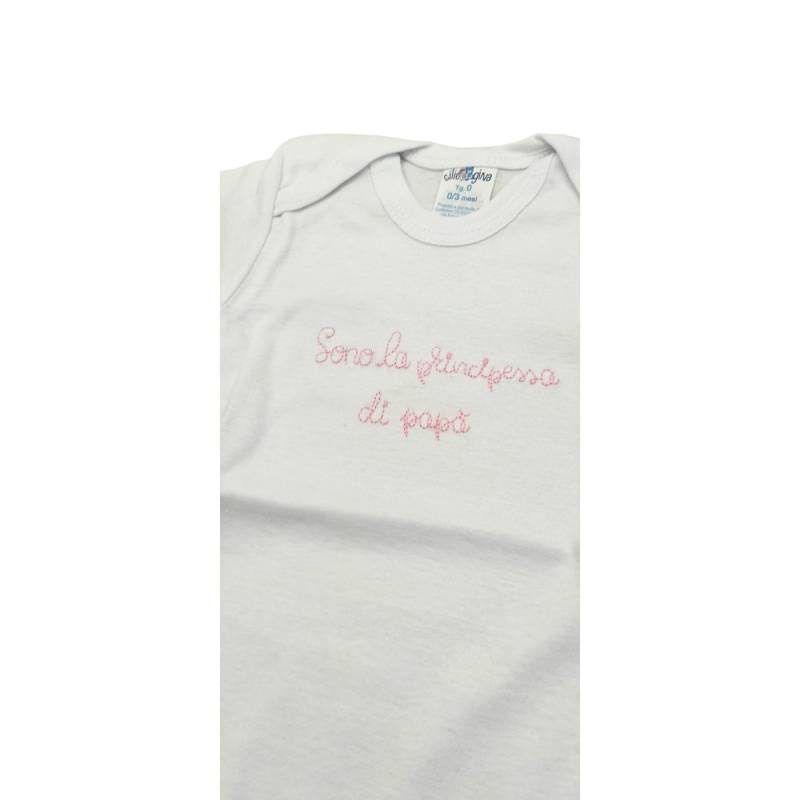 Baby bodysuit tripac in 100% white cottne embroidered pink - 