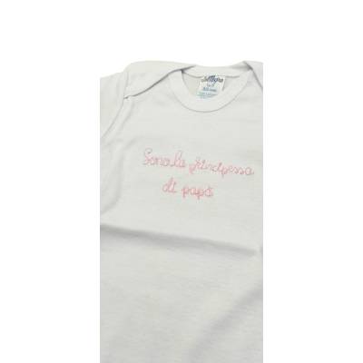 Body neonata tripac in cotne 100% bianchi ricamati rosa - 