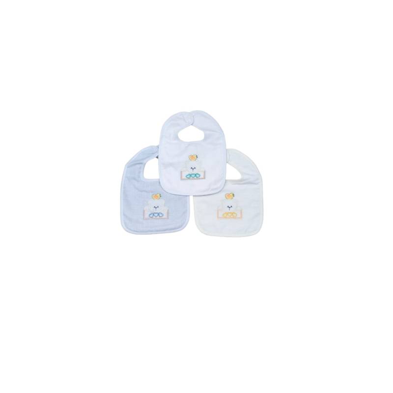 Set of 3 cotton and terry baby bibs assorted colours - 