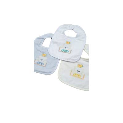 Set 3 bavette neonato in cotone e spugna colori assortiti - 