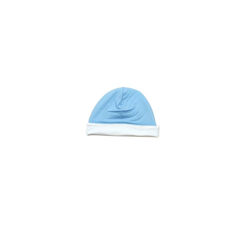 White and light blue cotton newborn cap size 3/6 months - 