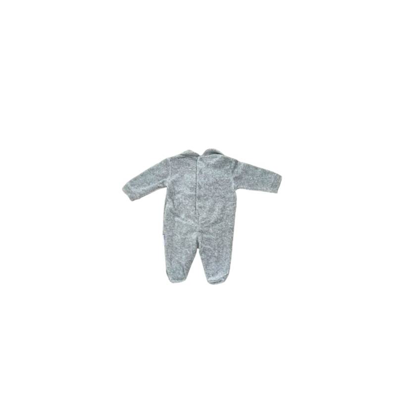 Fato de dormir para bebé recém-nascido em chenille 0/3 meses branco e cinzento - 