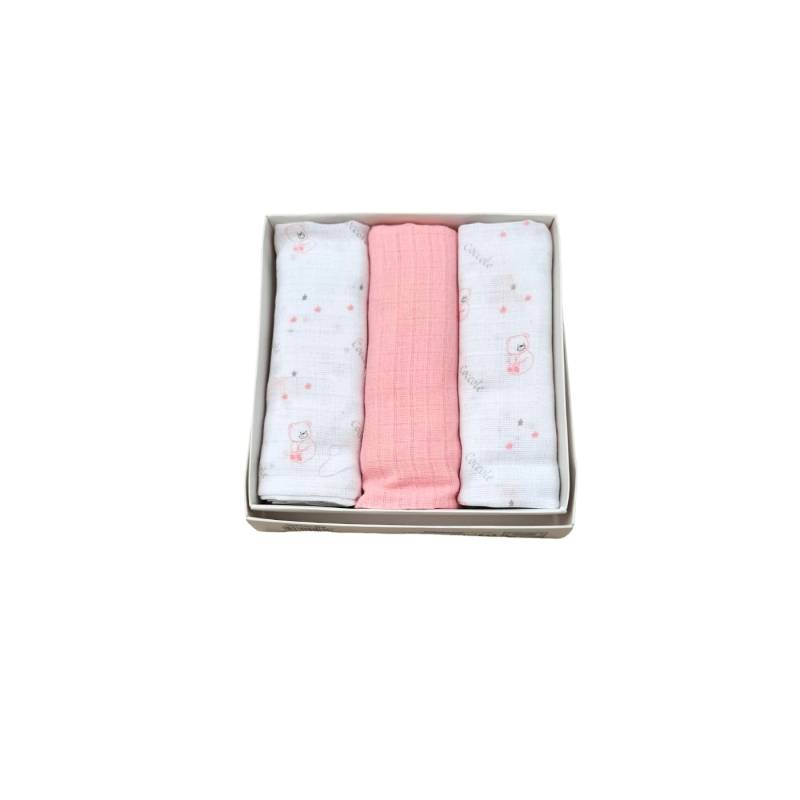 White and pink newborn gauze squares - 