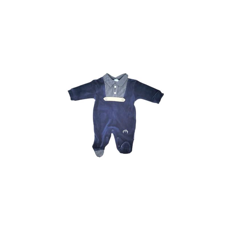 Tutine e Coprifasce Neonato Autunno Inverno - Tutina in ciniglia neonato 0/3 mesi blu - Vendita Abbigliamento Neonato