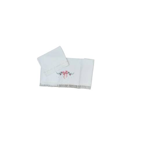 Elegant baby sheet with lace and love knot - 