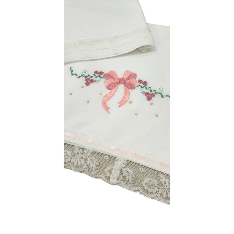 Elegantes Babylaken mit Spitze und Liebesknoten - 