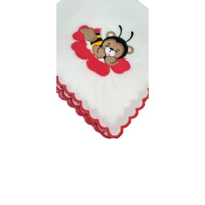 Unisex red and white baby square cotton muslin - 