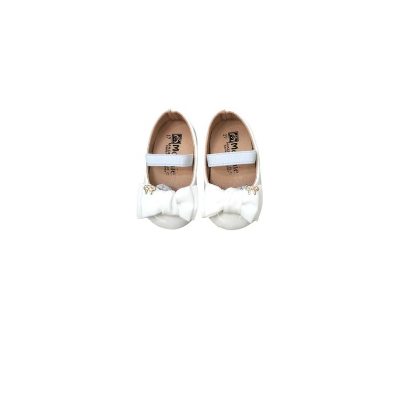 Scarpina elegante in vernice bianca neonata - 