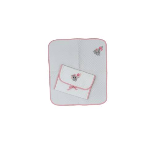 Bolso cambiador para bebé rosa y blanco con elefante niña - 