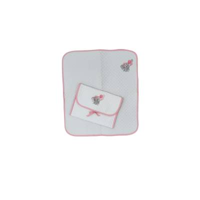 Bolso cambiador para bebé rosa y blanco con elefante niña - 
