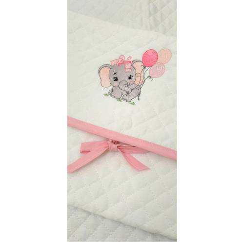 Bolso cambiador para bebé rosa y blanco con elefante niña -  2