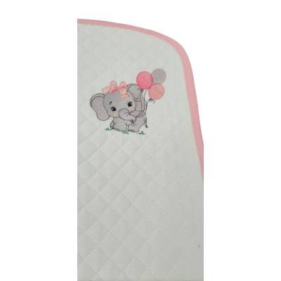 Busta cambio e cambio baby neonata rosa e bianco con elefantina - 