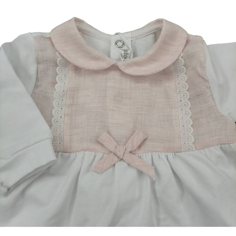 Conjunto bebé niña rosa y blanco 1 mes de algodón clínico Teto&Tatta - 