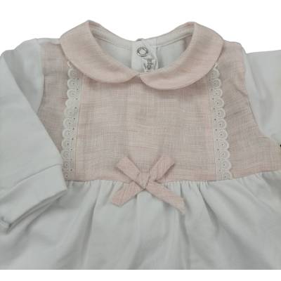 Conjunto bebé niña rosa y blanco 1 mes de algodón clínico Teto&Tatta - 