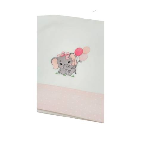 Baby girl blanket and sheet in cotton elephant embroidery -  2