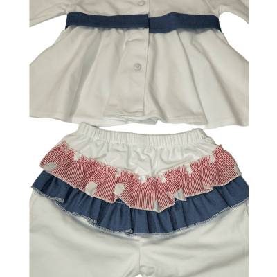 Girl's birth set in white cotton lace St. Gallen 1 month band cover Ninnaoh - 