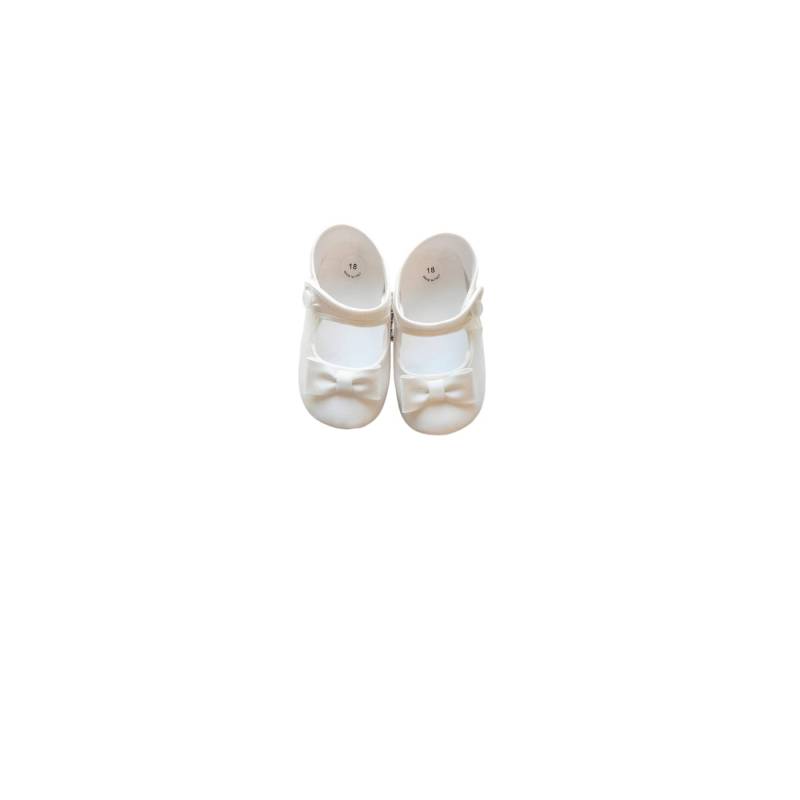 Zapatos de bebé - Elegantes zapatillas de bautizo blancas como la leche Minù tallas 17 y 18 - Vendita Abbigliamento Neon