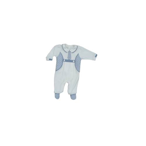 pijama chenilla bebe talla 0/3 meses blanco y gris elegante