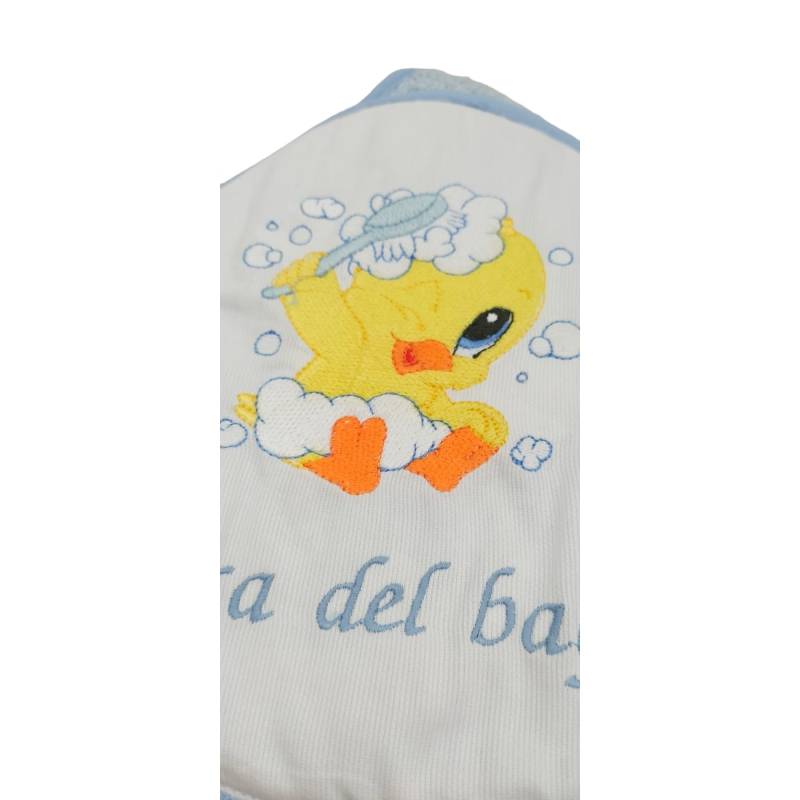 Light blue terry baby bathrobe - 