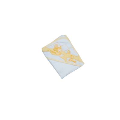 Accappatoio neonato unisex giallo e bianco in spugna di cotone - 