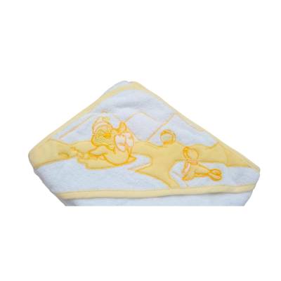 Accappatoio neonato unisex giallo e bianco in spugna di cotone - 