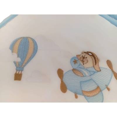 Accappatoio triangolo neonato bianco e celeste in spugna di cotone - 