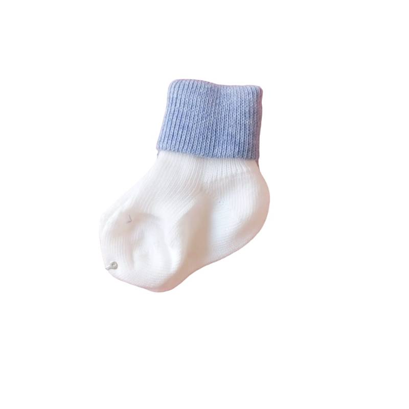 Cálidos calcetines de algodón crema claro y azul claro para bebé talla 000 0/3 meses - 