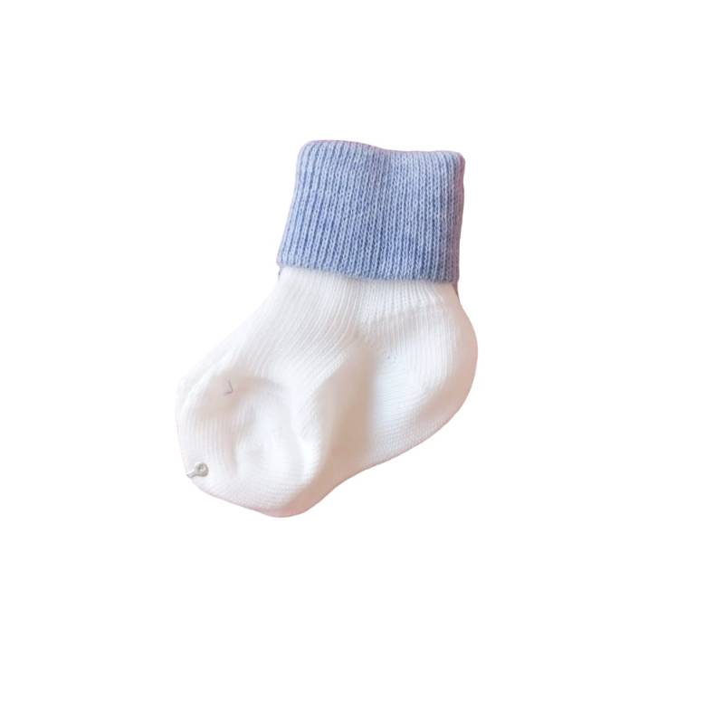 Warm light cream and light blue cotton baby socks size 000 0/3 months - 