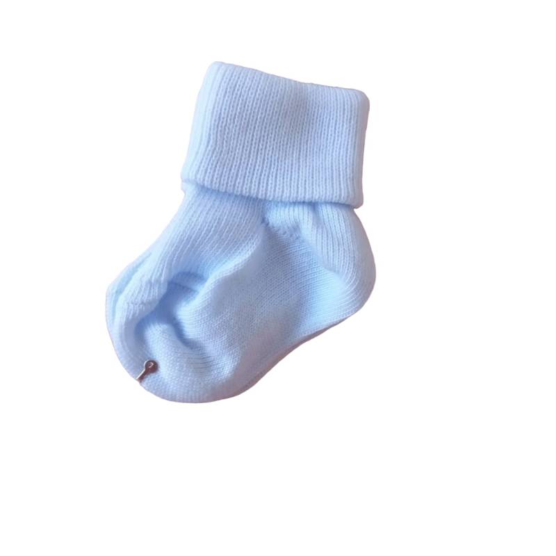 Warme Babysocken aus Baumwolle in hellblau, Größe 000 0/3 Monate - 