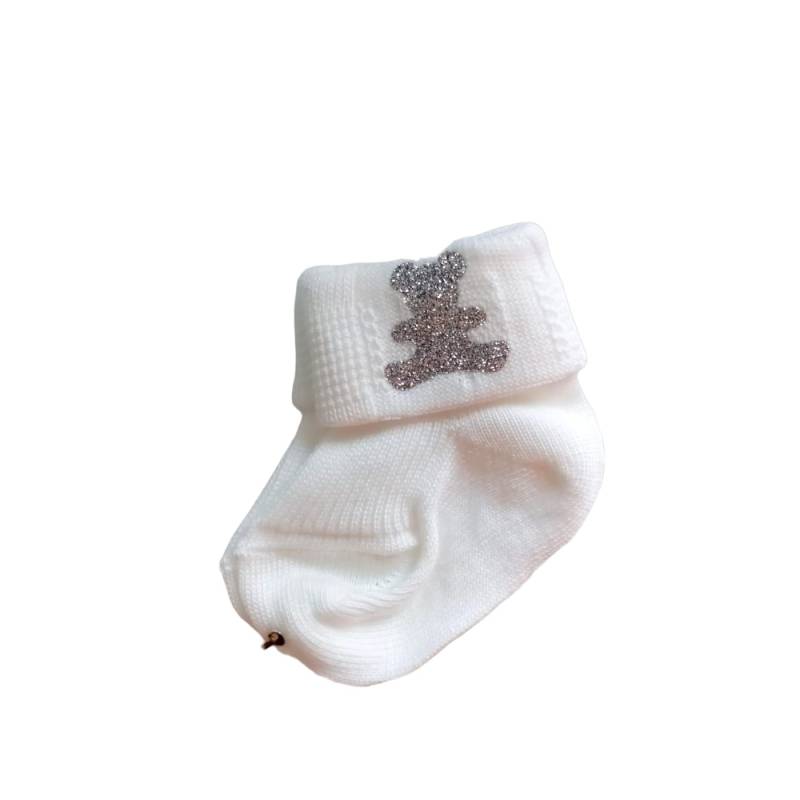 Chaussettes chaudes en coton crème clair taille nouveau-né 000 0/3 mois - 