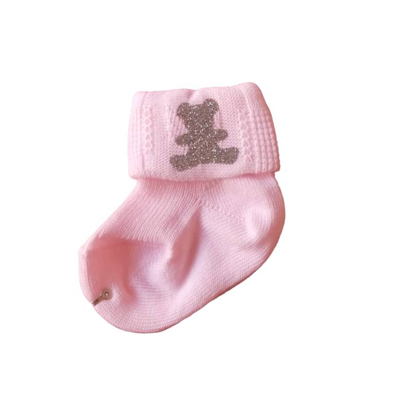 Elegant warm pink cotton baby socks size 000 0/3 months - 