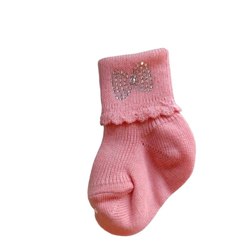 Elegantes calcetines para bebé de algodón rosa intenso con lazos