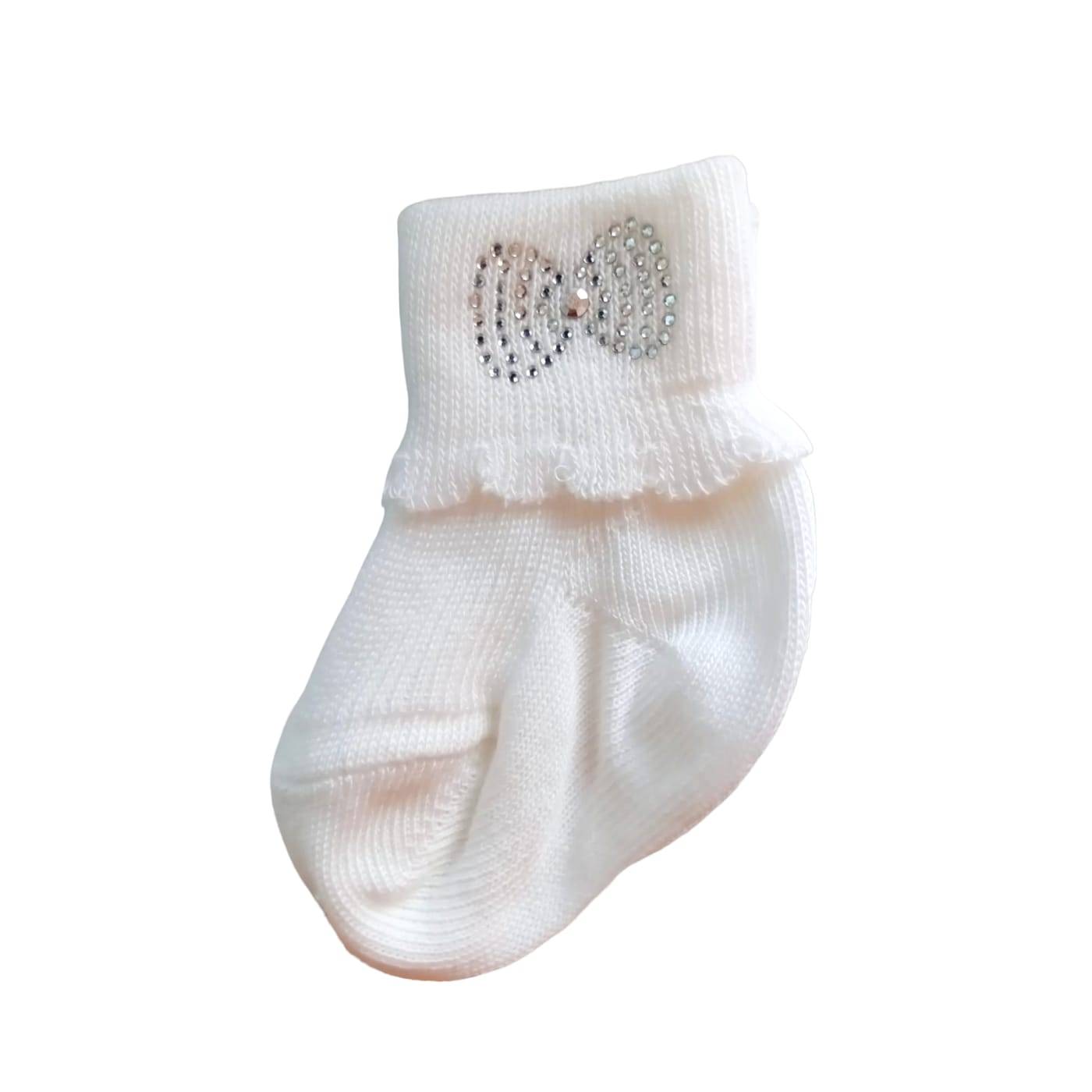 Elégantes chaussettes chaudes en coton pour bébé taille 0/4 mois 000 avec  nœud pailleté