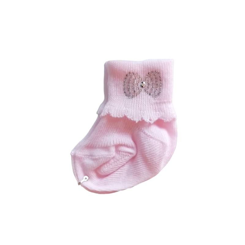 Warm pink cotton baby socks size 000 0/3 months - 