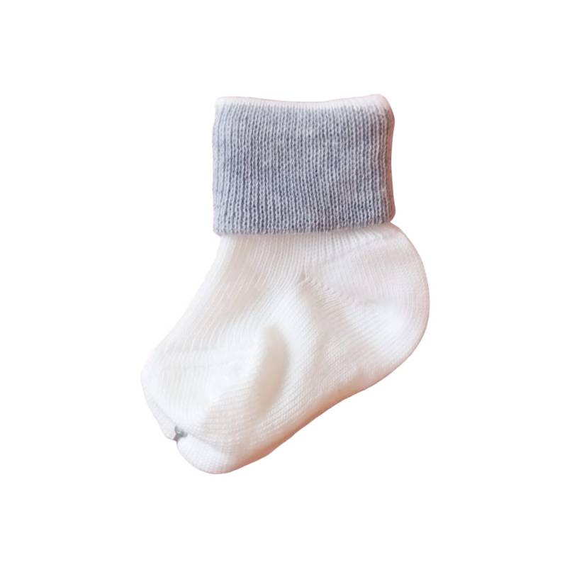 Warm light cream and light blue cotton baby socks size 000 0/3 months - 