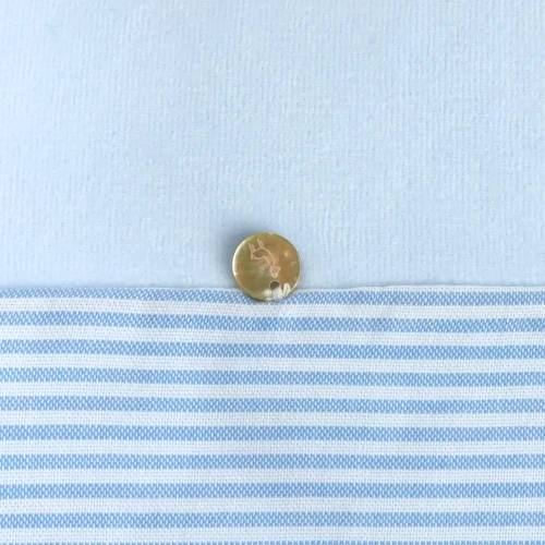 Copertina in ciniglia neonato celeste Babygi celeste con tessuto rigato bianco e celeste -  2