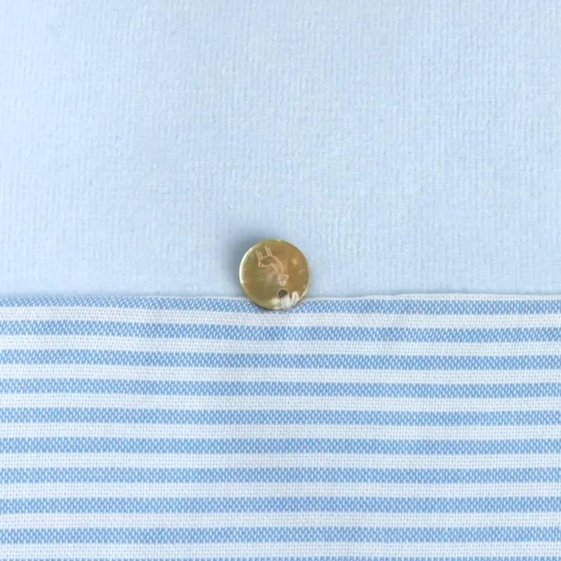 Babygi couverture bébé en chenille bleu clair avec tissu rayé blanc et bleu clair - 