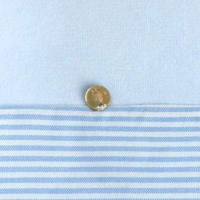 Babygi couverture bébé en chenille bleu clair avec tissu rayé blanc et bleu clair - 